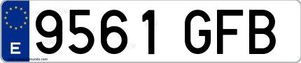 Ejemplo de matrícula española 9561 GFB
