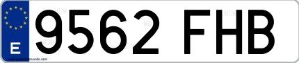 Ejemplo de matrícula española 9562 FHB
