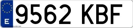 Ejemplo de matrícula española 9562 KBF
