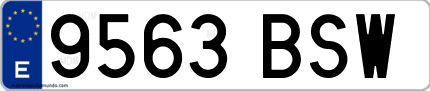Ejemplo de matrícula de coche ordinaria 9563 BSW