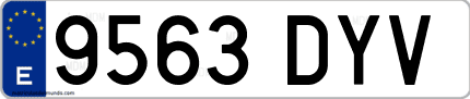 Ejemplo de matrícula de coche ordinaria 9563 DYV