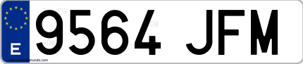 Ejemplo de matrícula de coche ordinaria 9564 JFM