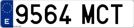 Ejemplo de matrícula española 9564 MCT