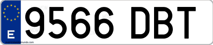 Ejemplo de matrícula de coche ordinaria 9566 DBT