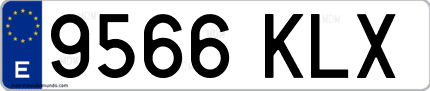 Ejemplo de matrícula de coche ordinaria 9566 KLX