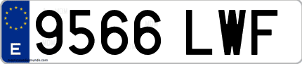 Ejemplo de matrícula de coche ordinaria 9566 LWF