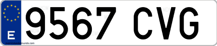 Ejemplo de matrícula de coche ordinaria 9567 CVG