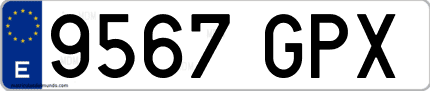 Ejemplo de matrícula de coche ordinaria 9567 GPX