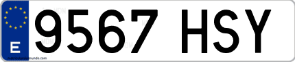 Ejemplo de matrícula de coche ordinaria 9567 HSY