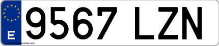 Ejemplo de matrícula de coche ordinaria 9567 LZN