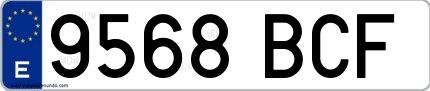 Ejemplo de matrícula española 9568 BCF
