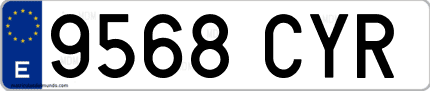 Ejemplo de matrícula de coche ordinaria 9568 CYR
