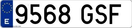 Ejemplo de matrícula de coche ordinaria 9568 GSF