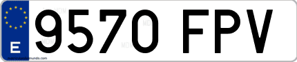 Ejemplo de matrícula de coche ordinaria 9570 FPV