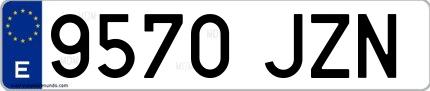 Ejemplo de matrícula española 9570 JZN