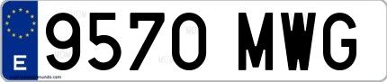 Ejemplo de matrícula española 9570 MWG