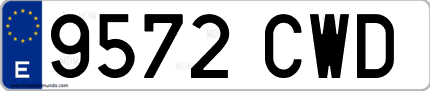 Ejemplo de matrícula de coche ordinaria 9572 CWD