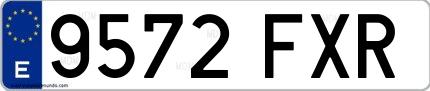 Ejemplo de matrícula española 9572 FXR
