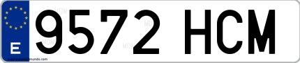 Ejemplo de matrícula española 9572 HCM