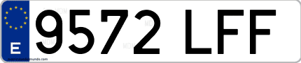 Ejemplo de matrícula de coche ordinaria 9572 LFF