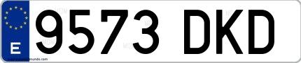 Ejemplo de matrícula española 9573 DKD