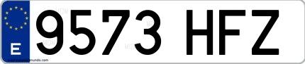 Ejemplo de matrícula española 9573 HFZ