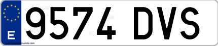 Ejemplo de matrícula de coche ordinaria 9574 DVS