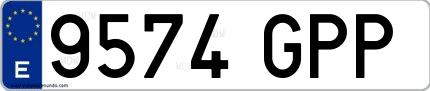 Ejemplo de matrícula española 9574 GPP