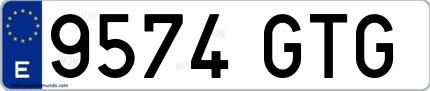Ejemplo de matrícula española 9574 GTG
