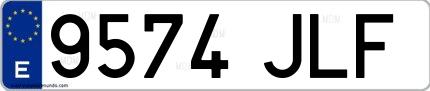 Ejemplo de matrícula española 9574 JLF