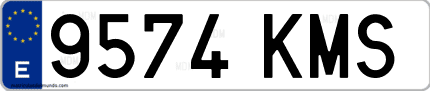 Ejemplo de matrícula de coche ordinaria 9574 KMS