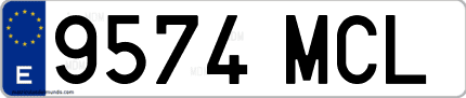Ejemplo de matrícula de coche ordinaria 9574 MCL