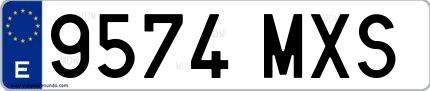 Ejemplo de matrícula española 9574 MXS