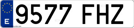 Ejemplo de matrícula de coche ordinaria 9577 FHZ
