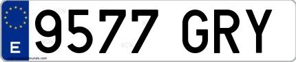 Ejemplo de matrícula española 9577 GRY