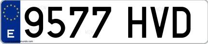 Ejemplo de matrícula española 9577 HVD
