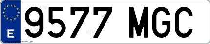 Ejemplo de matrícula española 9577 MGC