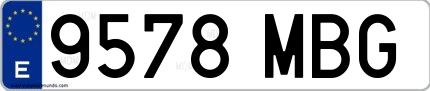 Ejemplo de matrícula española 9578 MBG