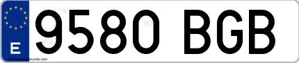 Ejemplo de matrícula española 9580 BGB