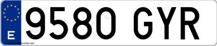 Ejemplo de matrícula española 9580 GYR