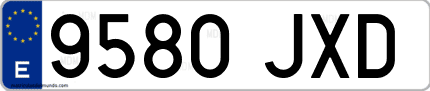 Ejemplo de matrícula de coche ordinaria 9580 JXD