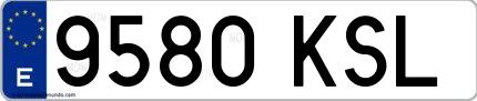 Ejemplo de matrícula española 9580 KSL