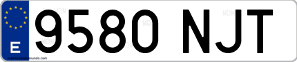 Ejemplo de matrícula de coche ordinaria 9580 NJT
