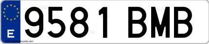 Ejemplo de matrícula española 9581 BMB