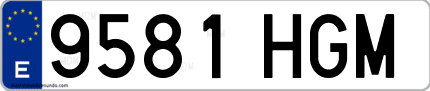 Ejemplo de matrícula de coche ordinaria 9581 HGM