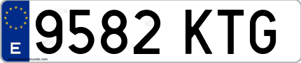 Ejemplo de matrícula de coche ordinaria 9582 KTG