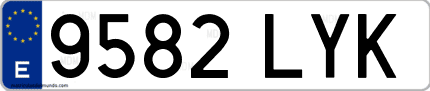 Ejemplo de matrícula de coche ordinaria 9582 LYK