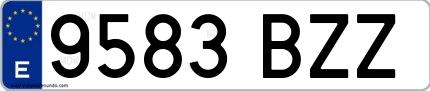 Ejemplo de matrícula española 9583 BZZ