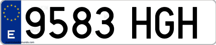 Ejemplo de matrícula de coche ordinaria 9583 HGH
