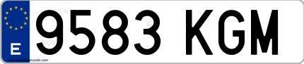 Ejemplo de matrícula española 9583 KGM